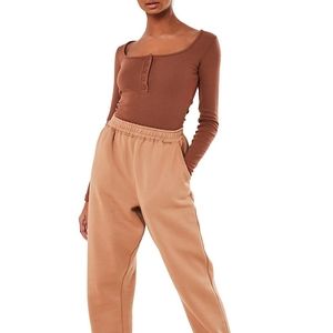 Missguided ribbed long sleeve bodysuit